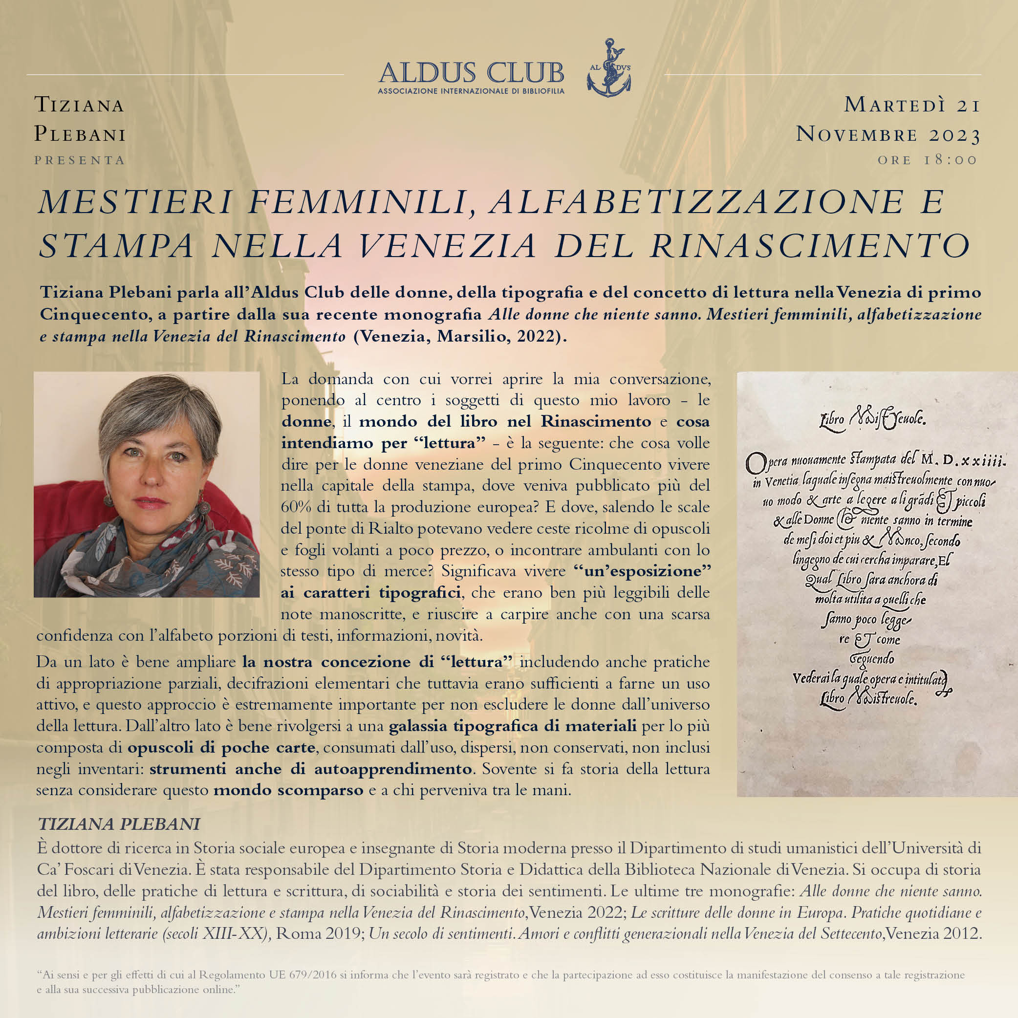 Mestieri femminili, alfabetizzazione e stampa nella Venezia del rinascimento