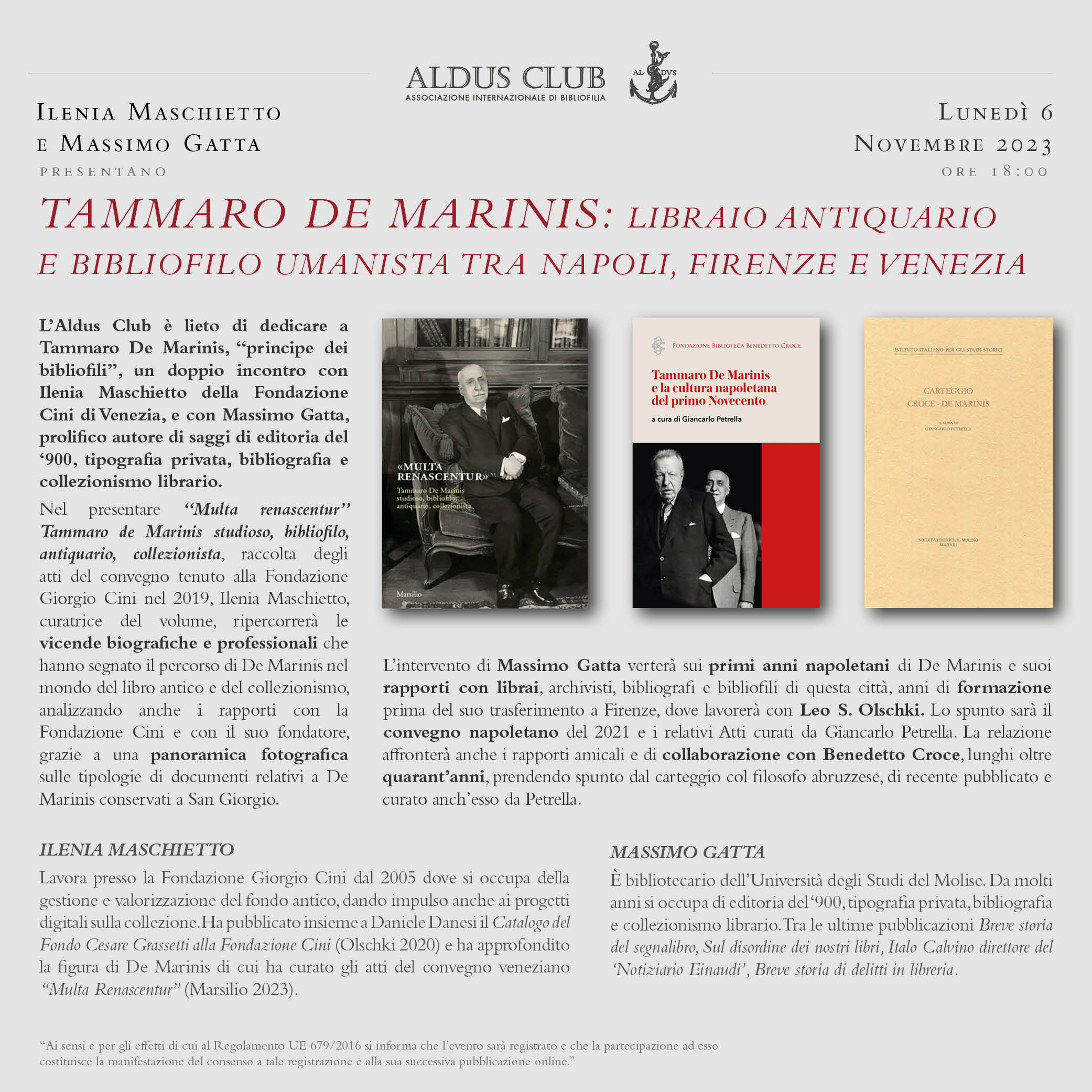 Tammaro De Marinis: libraio antiquario e bibliofilo umanista tra Napoli, Firenze e Venezia
