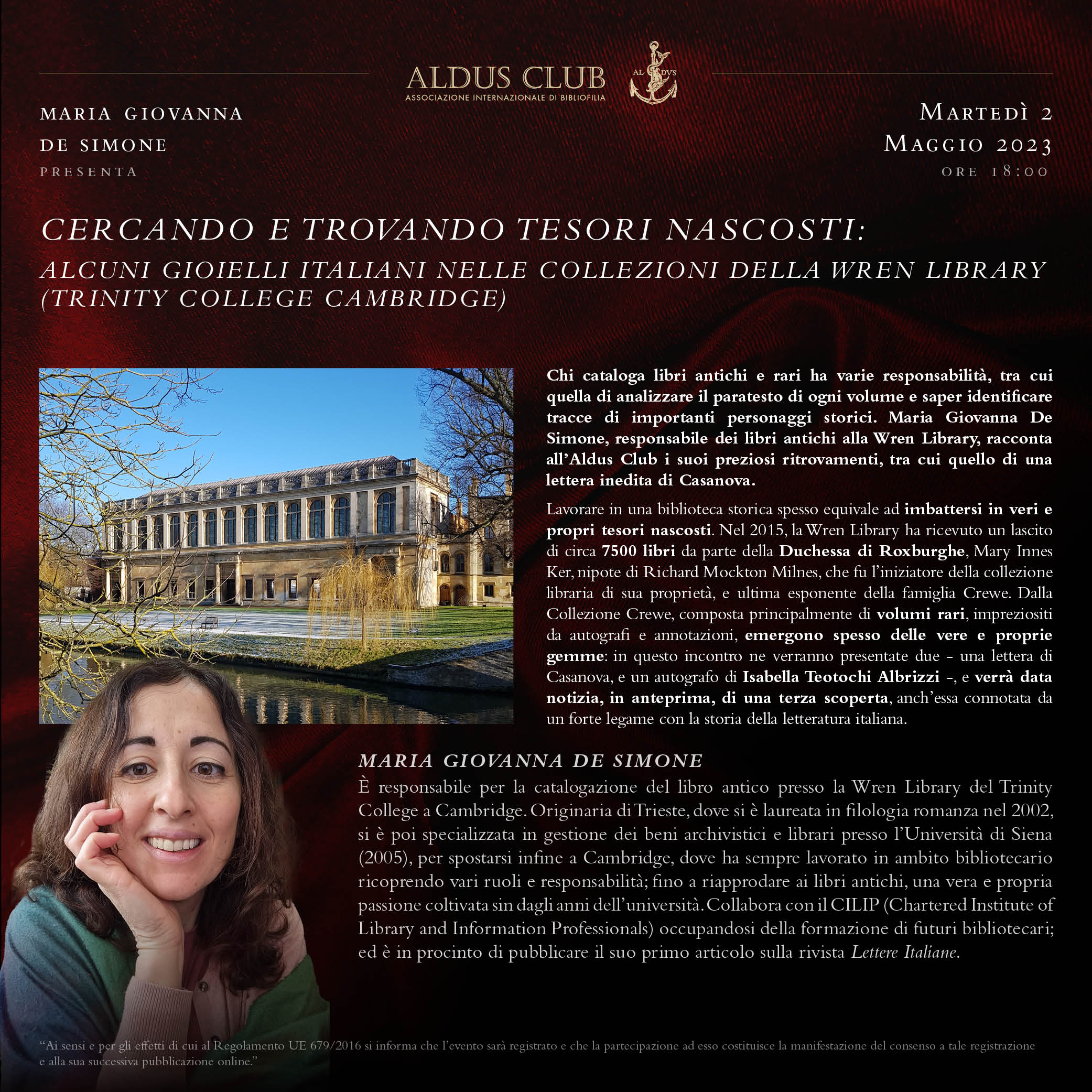 Cercando e trovando tesori nascosti: alcuni gioielli italiani nelle collezioni della Wren Library (Trinity College Cambridge)