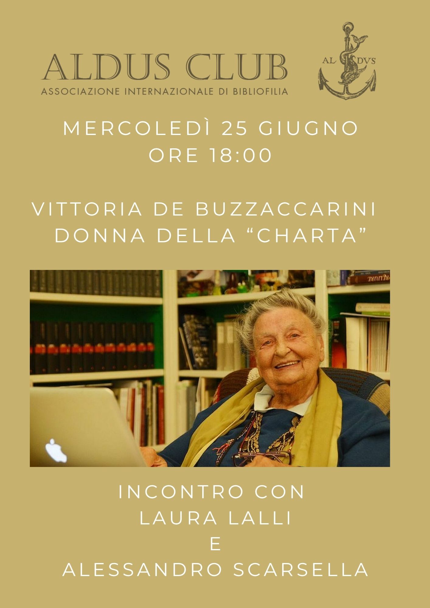 Vittoria de Buzzaccarini donna della “Charta” Incontro con Laura Lalli e Alessandro Scarsella, mercoledì 25 giugno ore 18:00.