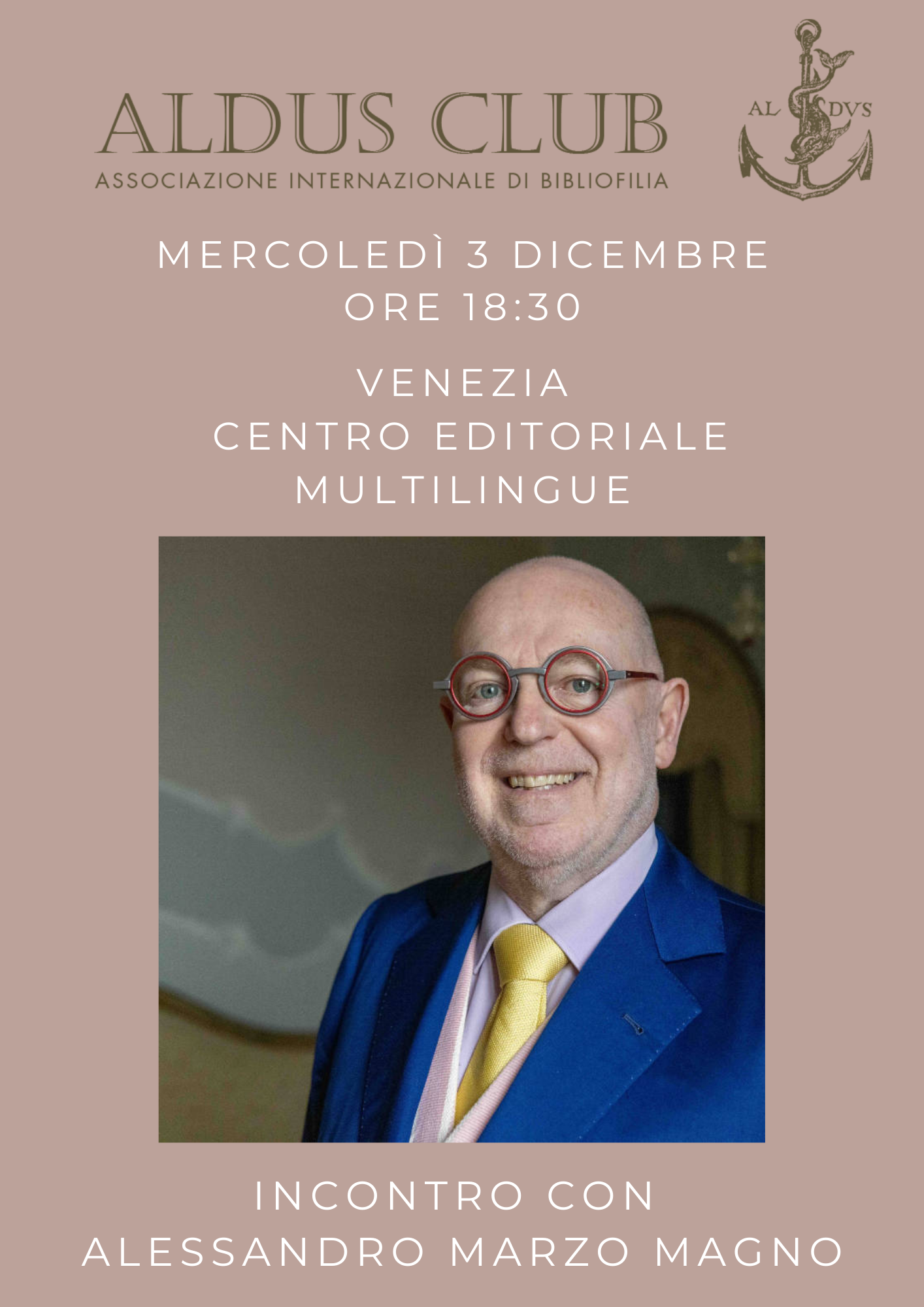 Mercoledì 3 dicembre ore 18:30, Alessandro Marzo Magno, Venezia centro editoriale multilingue