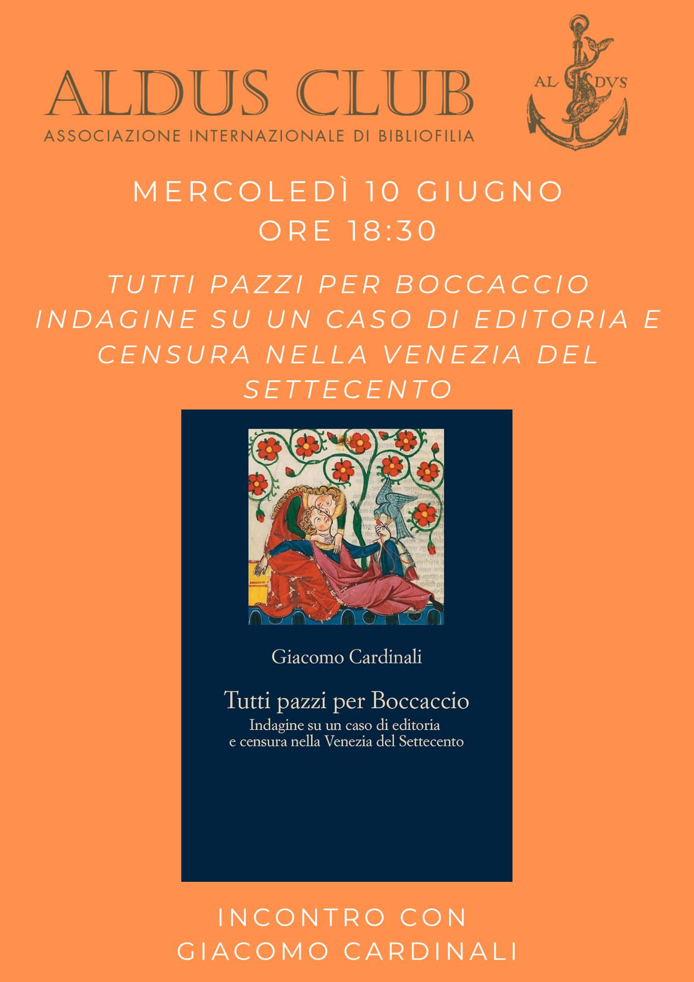 Incontro Aldus Club, mercoledì 10 giugno ore 18:30.